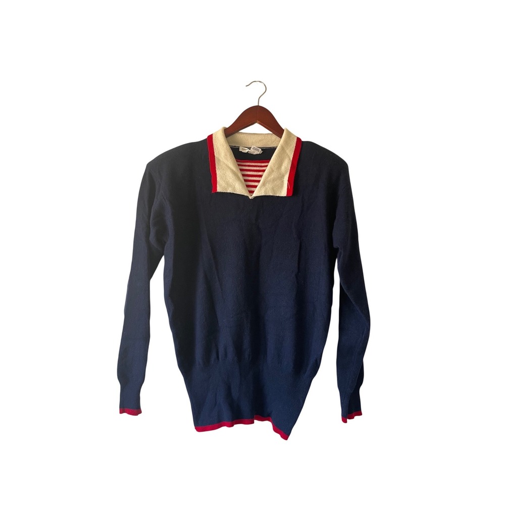 Vintage Nancy Heller 100% Cashmere‎ Sailor Collar Sweater Sz medium